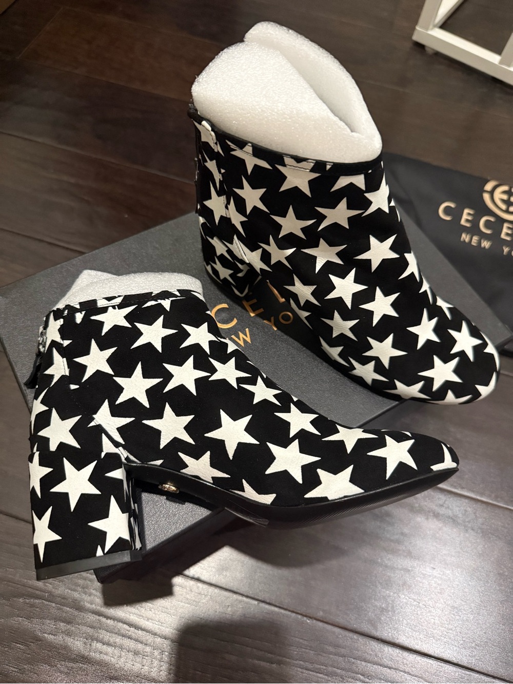 CECELIA NEW YORK Black & White Star-Print Ankle Boots